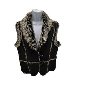 BLACK FAUX SUEDE / FUR VEST